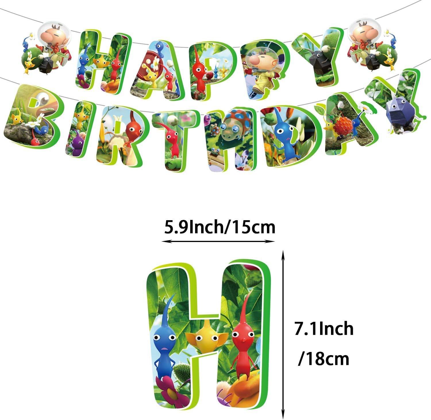 Foto 4 pulgar | Set 18 Globos Látex Videojuegos Pikmin Letrero Fiesta Y Decoración