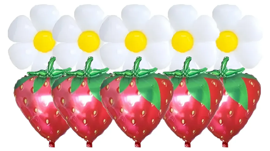 Foto 2 pulgar | Xtellar Kit De Globos Decorativos Temáticos Fresa Y Margarita Con 10 Piezas Para Celebraciones Especiales