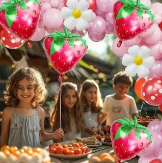 Foto 2 | Xtellar Kit De Globos Decorativos Temáticos Fresa Y Margarita Con 10 Piezas Para Celebraciones Especiales