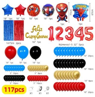 Foto 2 | Xtellar Set De Decoración Para Cumpleaños Con Temática De Spiderman - Conjunto Premium De 117 Piezas