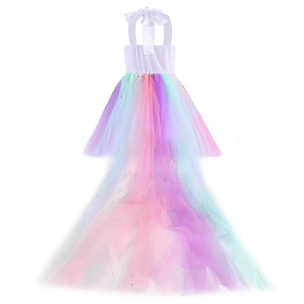 Foto 4 pulgar | Vestido De Baile Huoguo Con Lentejuelas Y Unicornio Para Niñas De 1 A 8 Años Con Diadema - Venta Internacional.