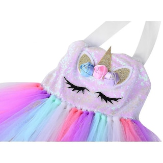 Foto 4 | Vestido De Baile Huoguo Con Lentejuelas Y Unicornio Para Niñas De 1 A 8 Años Con Diadema - Venta Internacional.