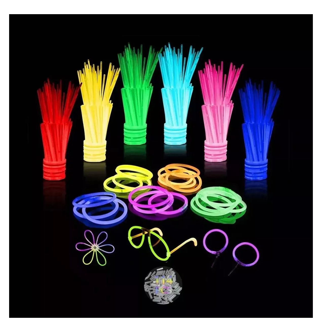 Foto 3 pulgar | Pulseras Neon Cyalume Luminosas Multicolor 212 Piezas