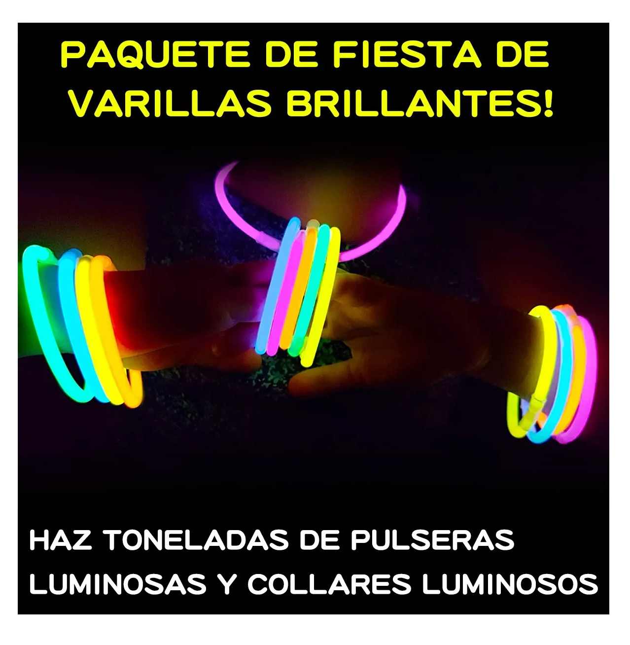 Foto 6 pulgar | Pulseras Neon Cyalume Luminosas Multicolor 212 Piezas
