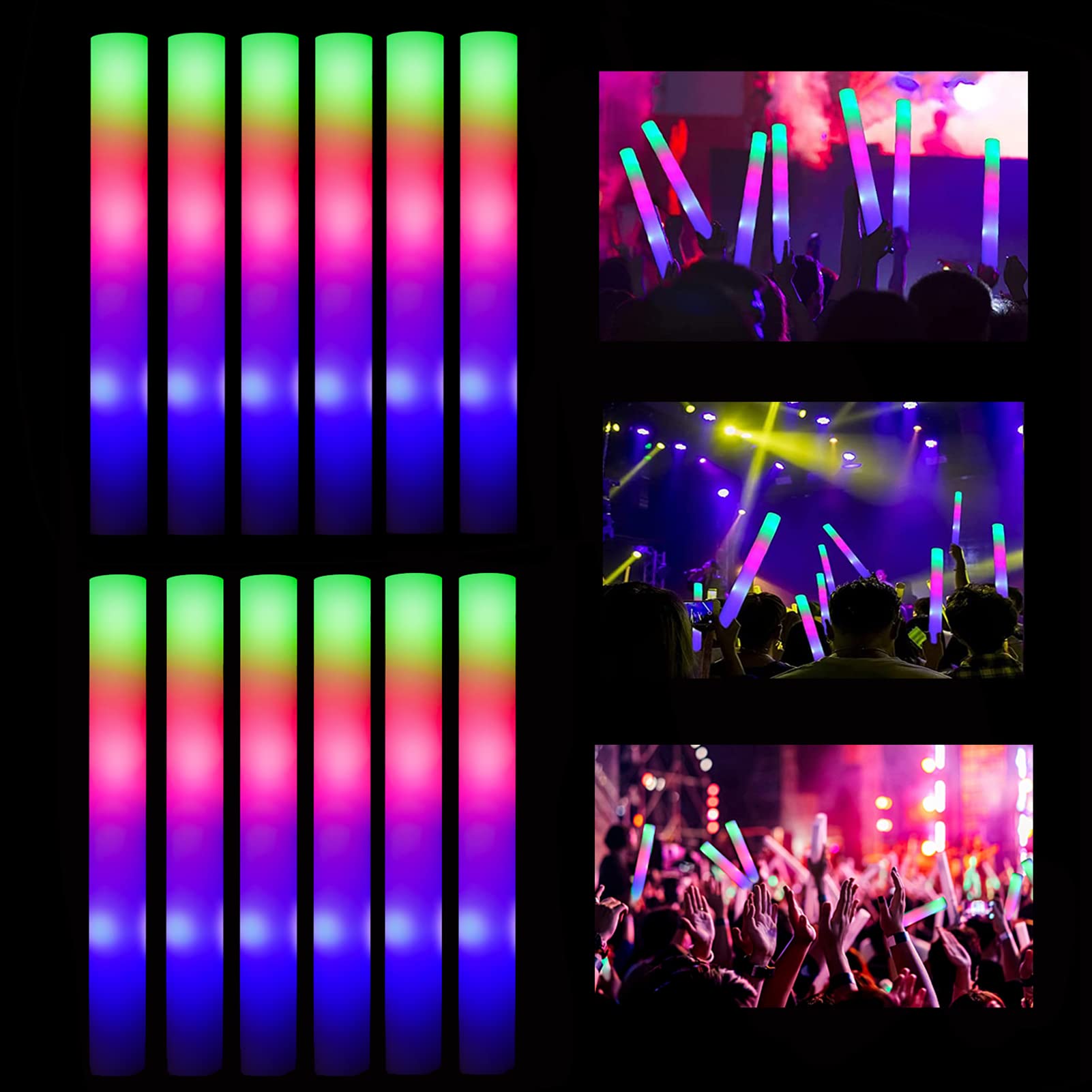 Foto 2 pulgar | Barras De Espuma Led Colorhome Glow Sticks Bulk, 52 Unidades, 3 Modos - Venta Internacional.