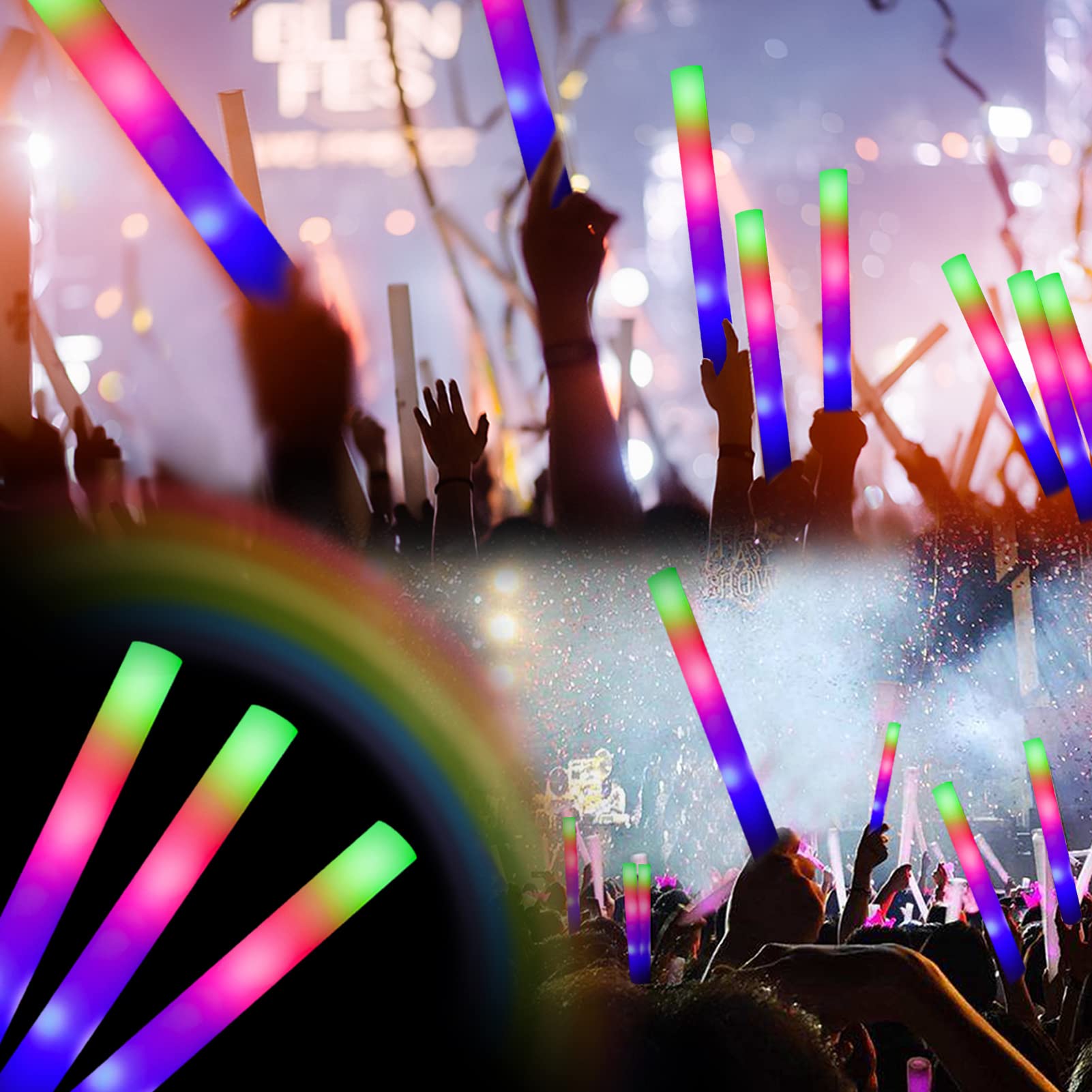 Foto 3 pulgar | Barras De Espuma Led Colorhome Glow Sticks Bulk, 52 Unidades, 3 Modos - Venta Internacional.
