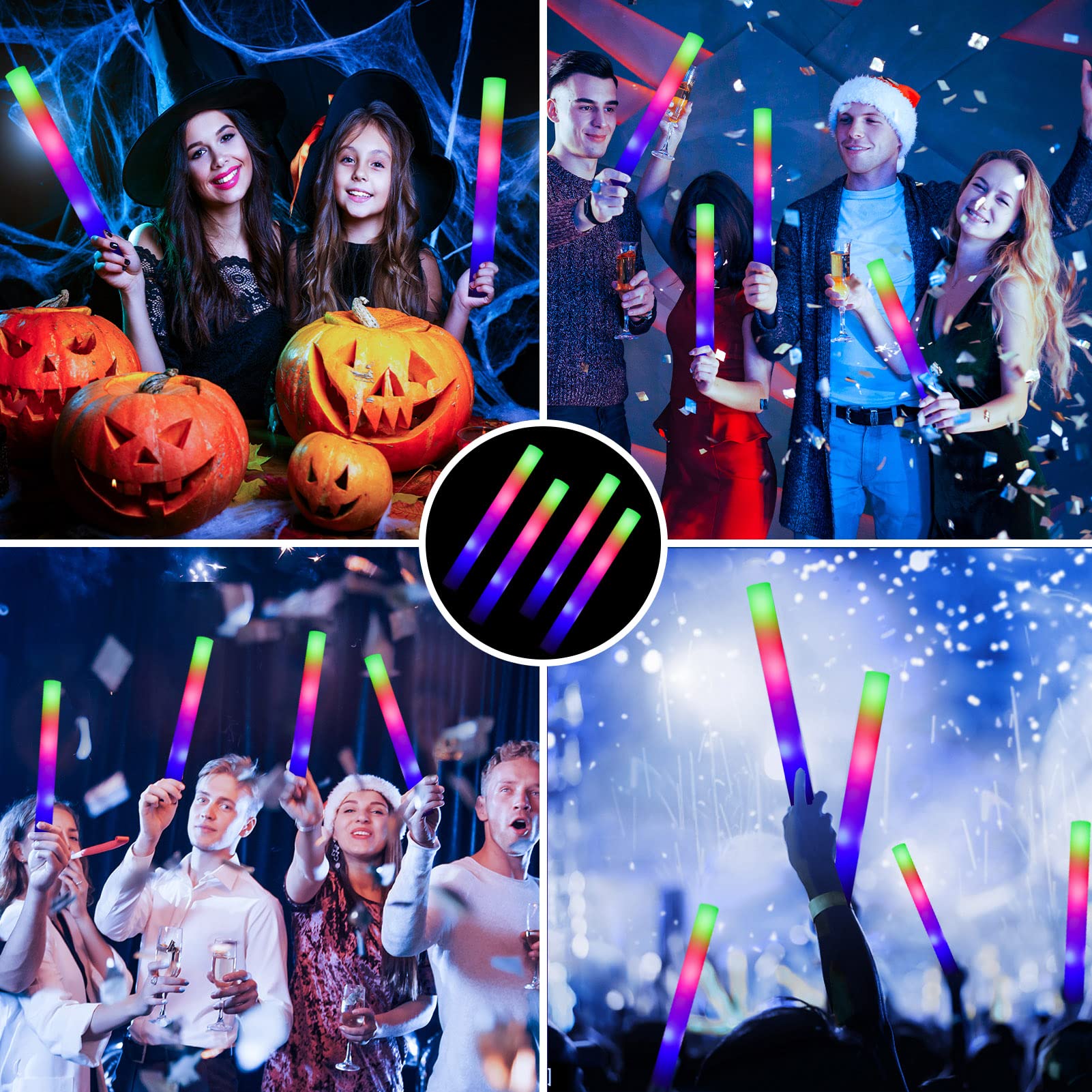 Foto 4 pulgar | Barras De Espuma Led Colorhome Glow Sticks Bulk, 52 Unidades, 3 Modos - Venta Internacional.