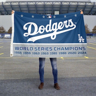 Foto 5 | Bandera Wincraft Los Angeles Dodgers 8 Veces Campeones Del Mundo - Venta Internacional.