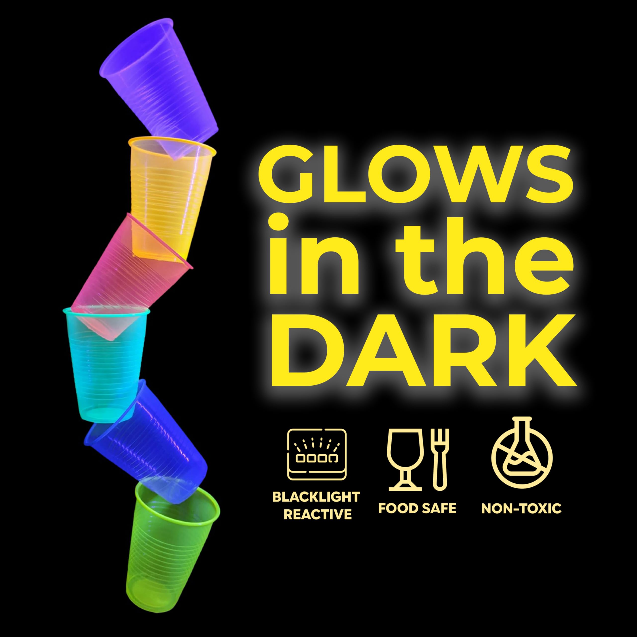 Foto 5 pulgar | Glow Cups Exquisite, Paquete De 120 Unidades, 473 Ml, Neón Reactivo A La Luz Negra - Venta Internacional.