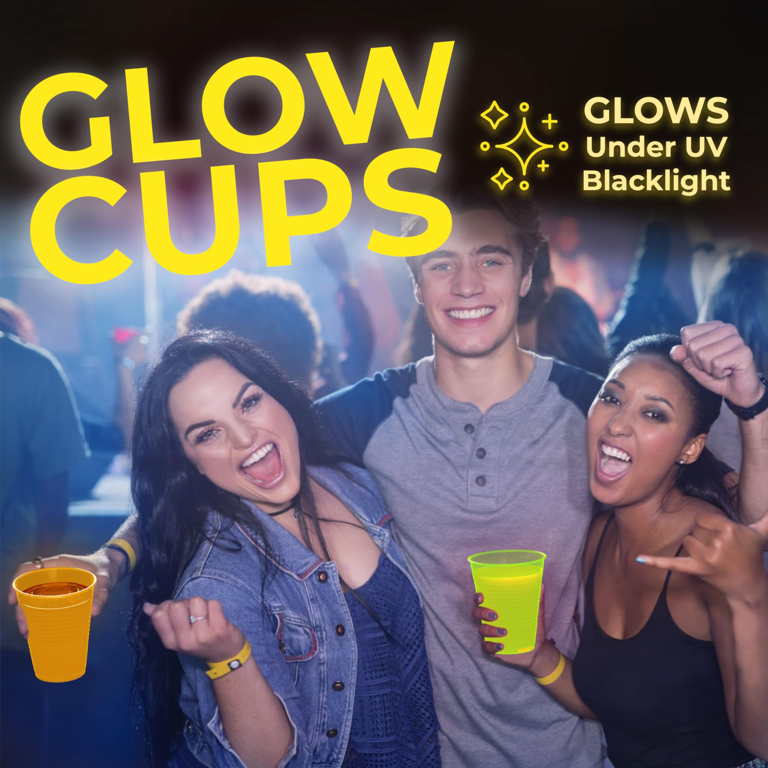Foto 6 pulgar | Glow Cups Exquisite, Paquete De 120 Unidades, 473 Ml, Neón Reactivo A La Luz Negra - Venta Internacional.