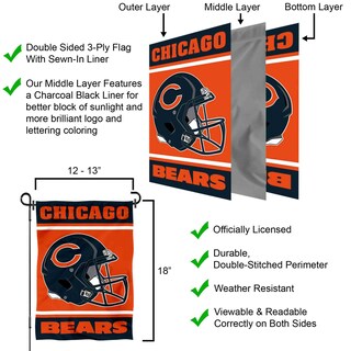 Foto 5 | Casco Con Diseño De Bandera De Jardín Wincraft De Los Chicago Bears, 32 Cm X 45 Cm - Venta Internacional.