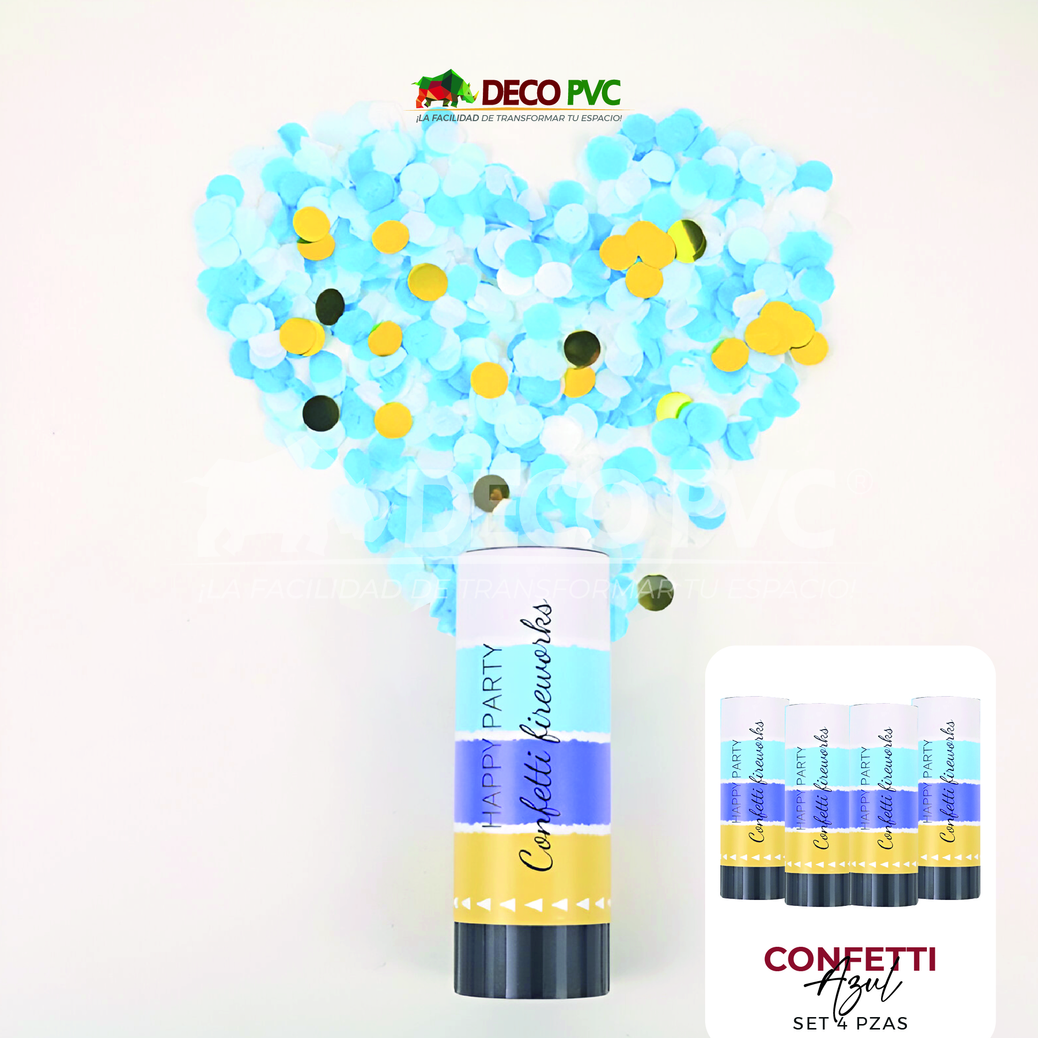 Foto 2 | Kit De Tubos De Confetti / 4pzas De 14 Cm