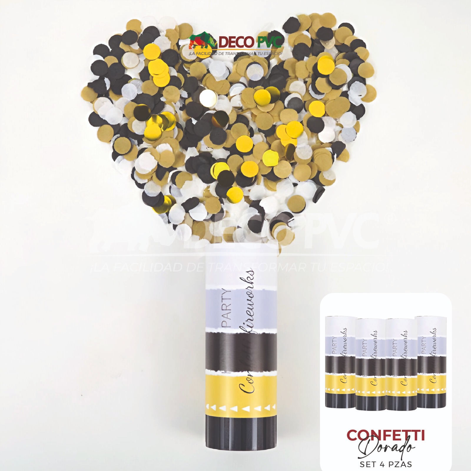 Foto 2 | Kit De Tubos De Confetti / 4pzas De 14 Cm