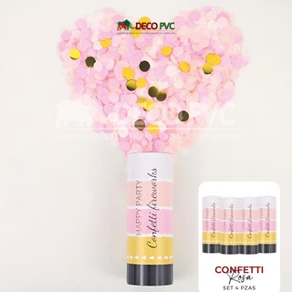 Foto 2 | Kit De Tubos De Confetti / 4pzas De 14 Cm ROSA