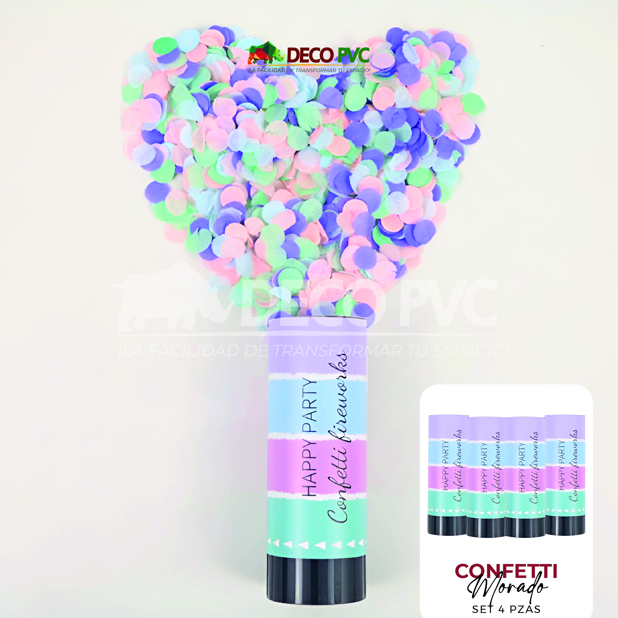 Foto 2 | Kit De Tubos De Confetti / 4pzas De 14 Cm