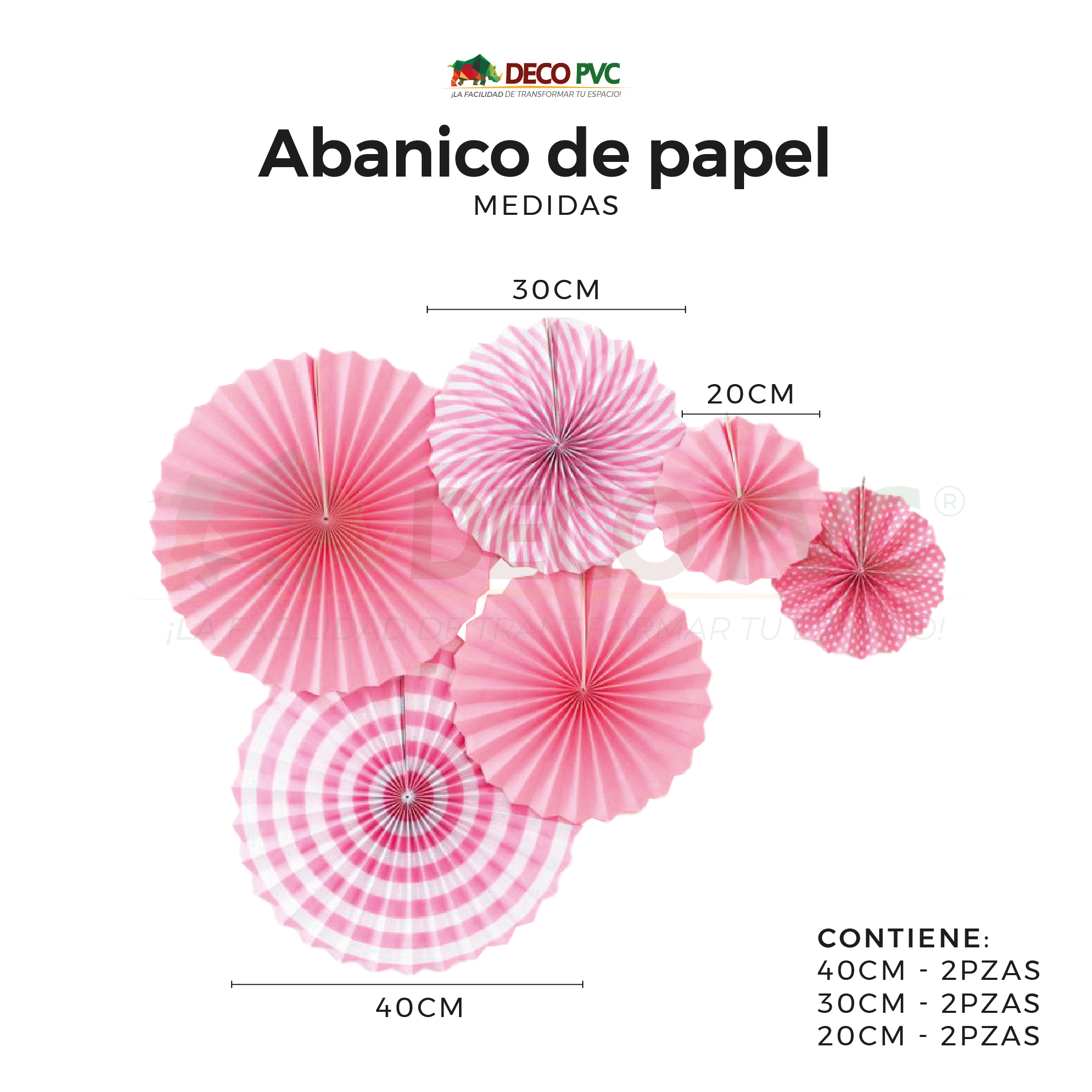 Foto 4 pulgar | Abanicos De Papel Adorno Decoración Fiesta / Kit 6 Pzas