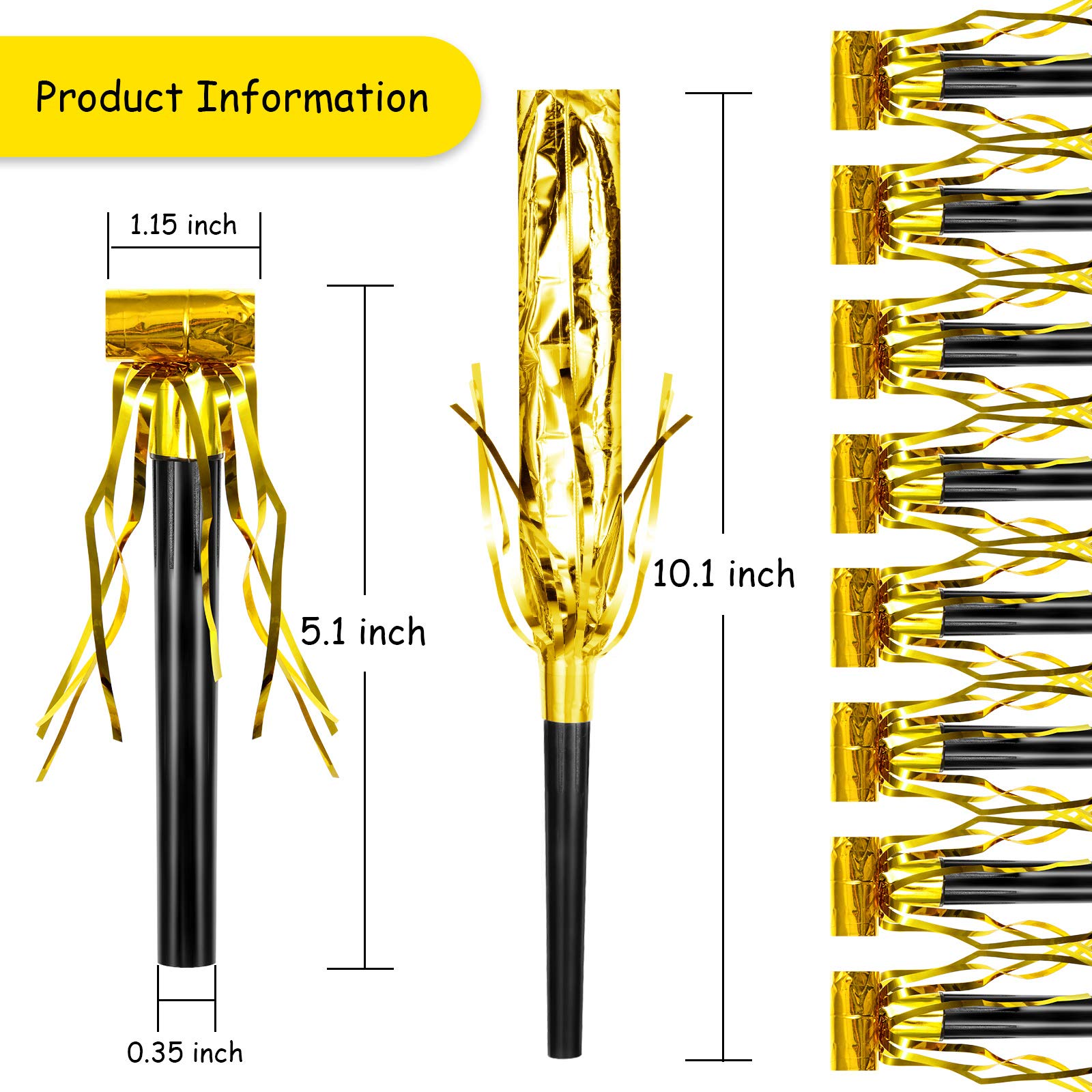 Foto 3 pulgar | Party Blower Noisemakers Skylety, 18 Unidades, Color Negro Y Dorado - Venta Internacional.