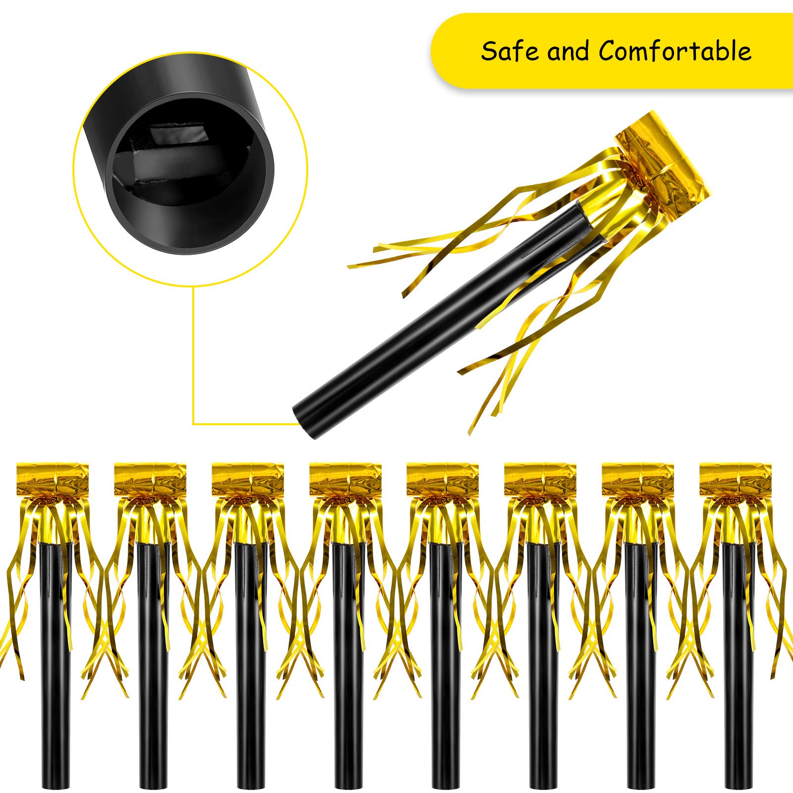 Foto 4 pulgar | Party Blower Noisemakers Skylety, 18 Unidades, Color Negro Y Dorado - Venta Internacional.