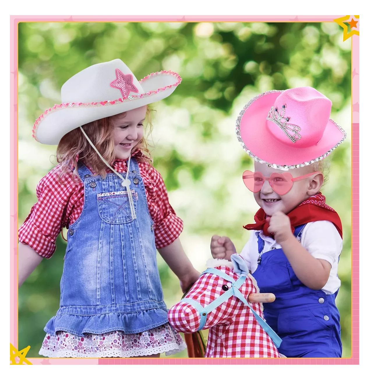 Foto 4 pulgar | Kit de Sombrero Vaquero de Fiesta con Gafas de Corazón y Bandana