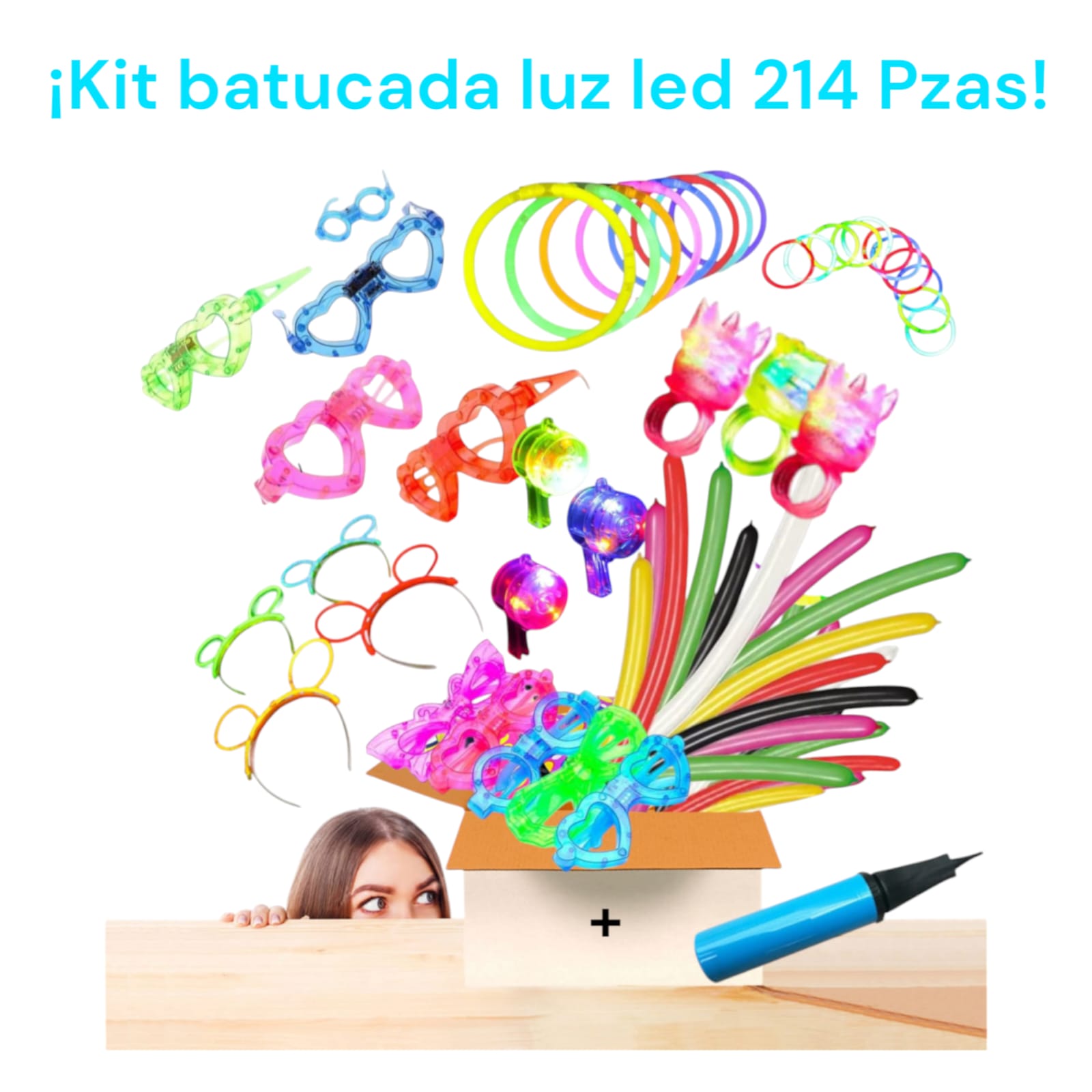 Foto 3 pulgar | 214 Pzas Kit Batucada Luz Led Fiesta Boda Xv Años Antro Noche + Regalo Bomba  Multicolor