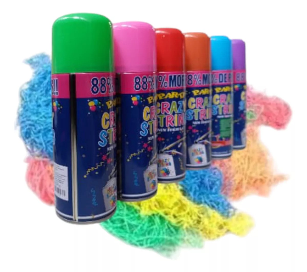 24 Serpentinas Spray En Aerosol Espuma Fiesta Batucada Cumpleaños 250ml