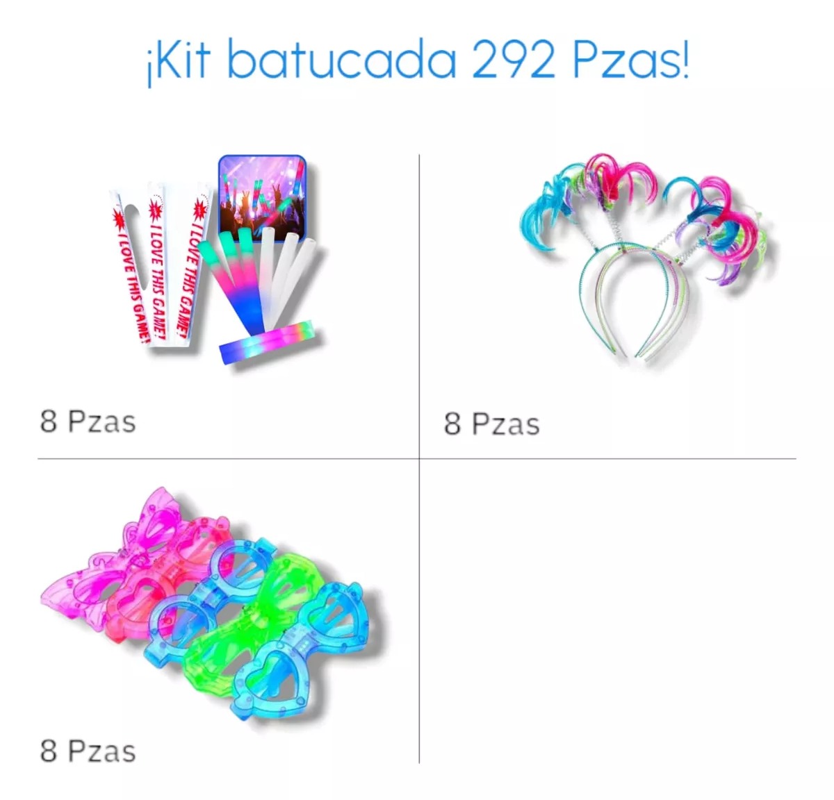 Foto 5 pulgar | 292 Pzas Kit Paquete Batucada Neon Led Fiesta Boda Xv Años Boda Cumpleaños