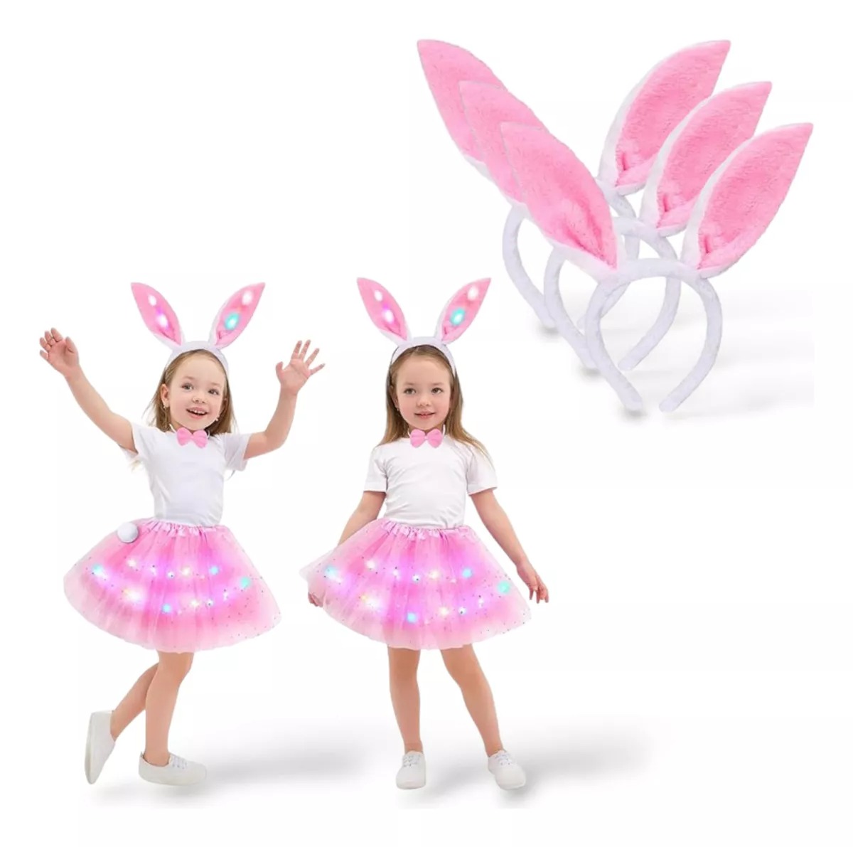 24 Diademas Orejas Peluche Conejo Fiesta Disfraz Cumpleaños Temática Niña Niño