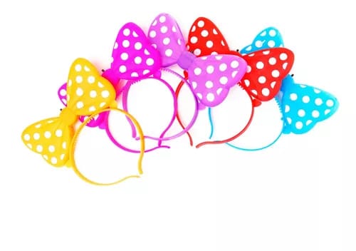 25 Diademas Orejitas Ratón Luz Led De Colores Disfraces Fiesta Cumpleaños