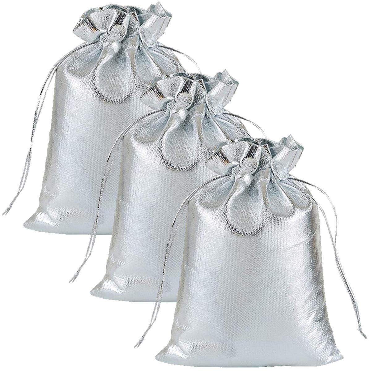 Bolsas de Regalo Ventdepot Mxvls-003 3piezas color Plata de Organza