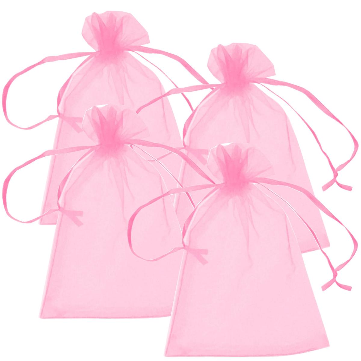 Bolsa de Organza con Cordón Ventdepot  Mxphk-004  4 Piezas  Rosa