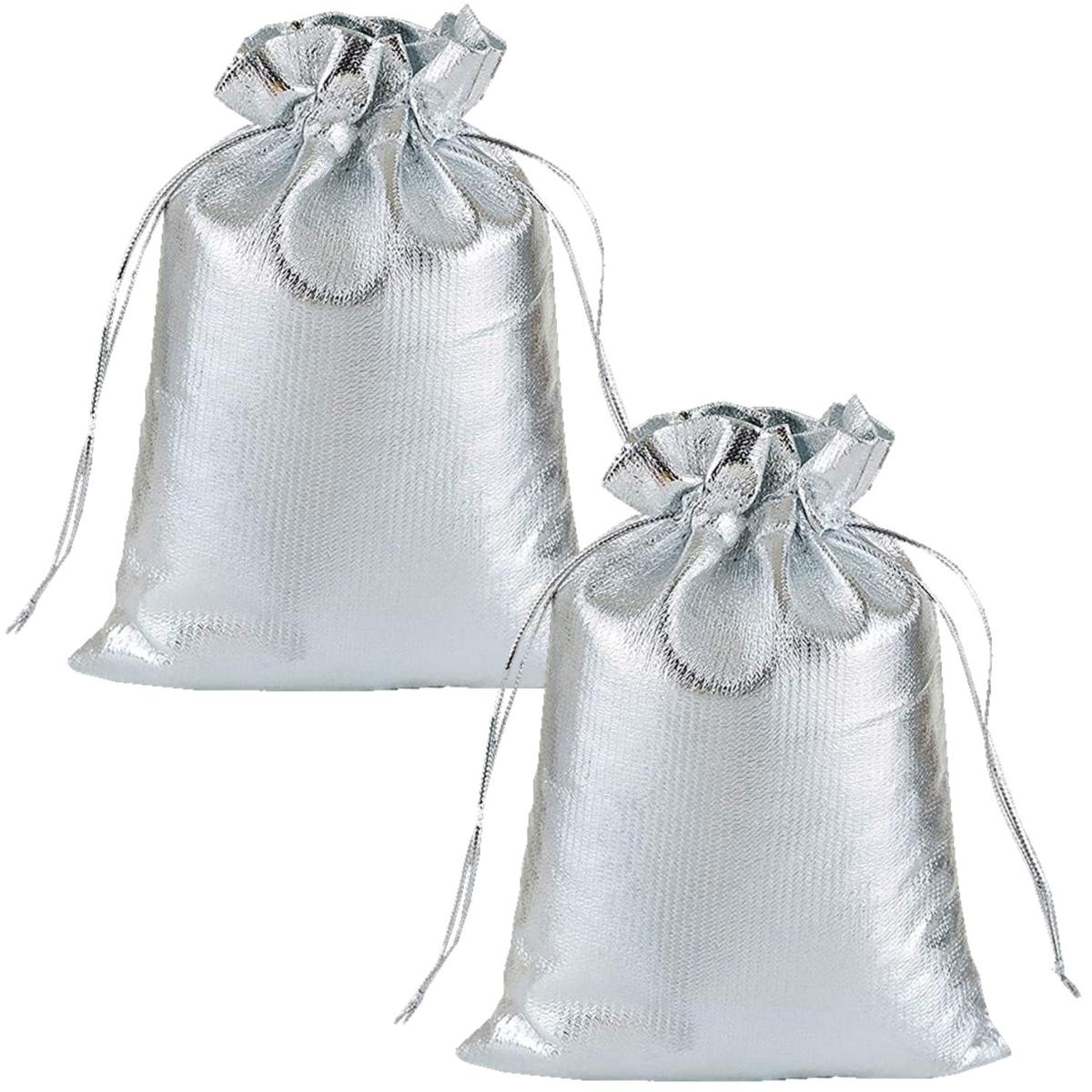 Bolsas para Detalles de Fiesta Ventdepot Mxvls-002 2 piezas color Plata de Organza