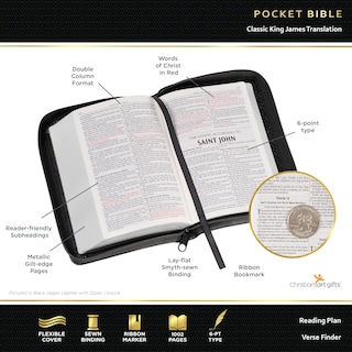 Foto 2 | Libro Christian Art Gifts Kjv Con Bolsillo Pequeño Para La Santa Biblia, Negro - Venta Internacional.