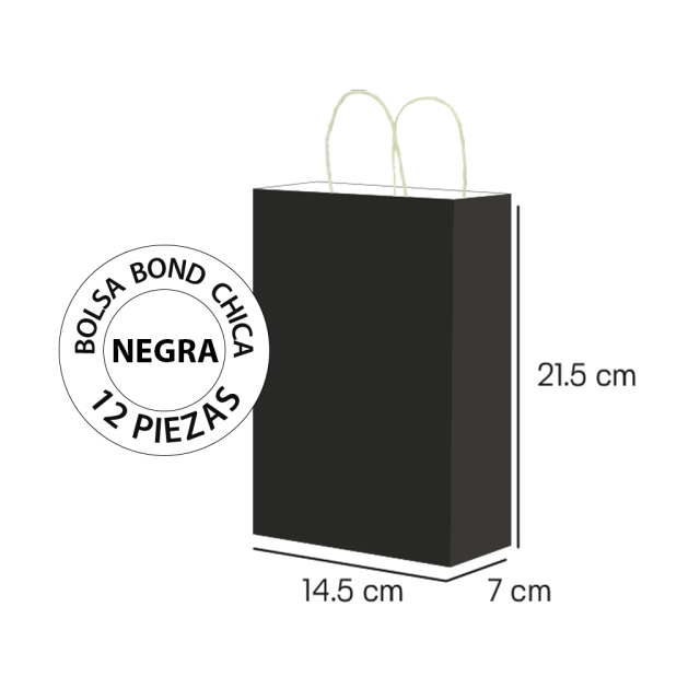 Foto 3 pulgar | Bolsa de Papel Bond Negra Chica don Asa 14.5 X 7 X 21.5 - 12 Bolsas