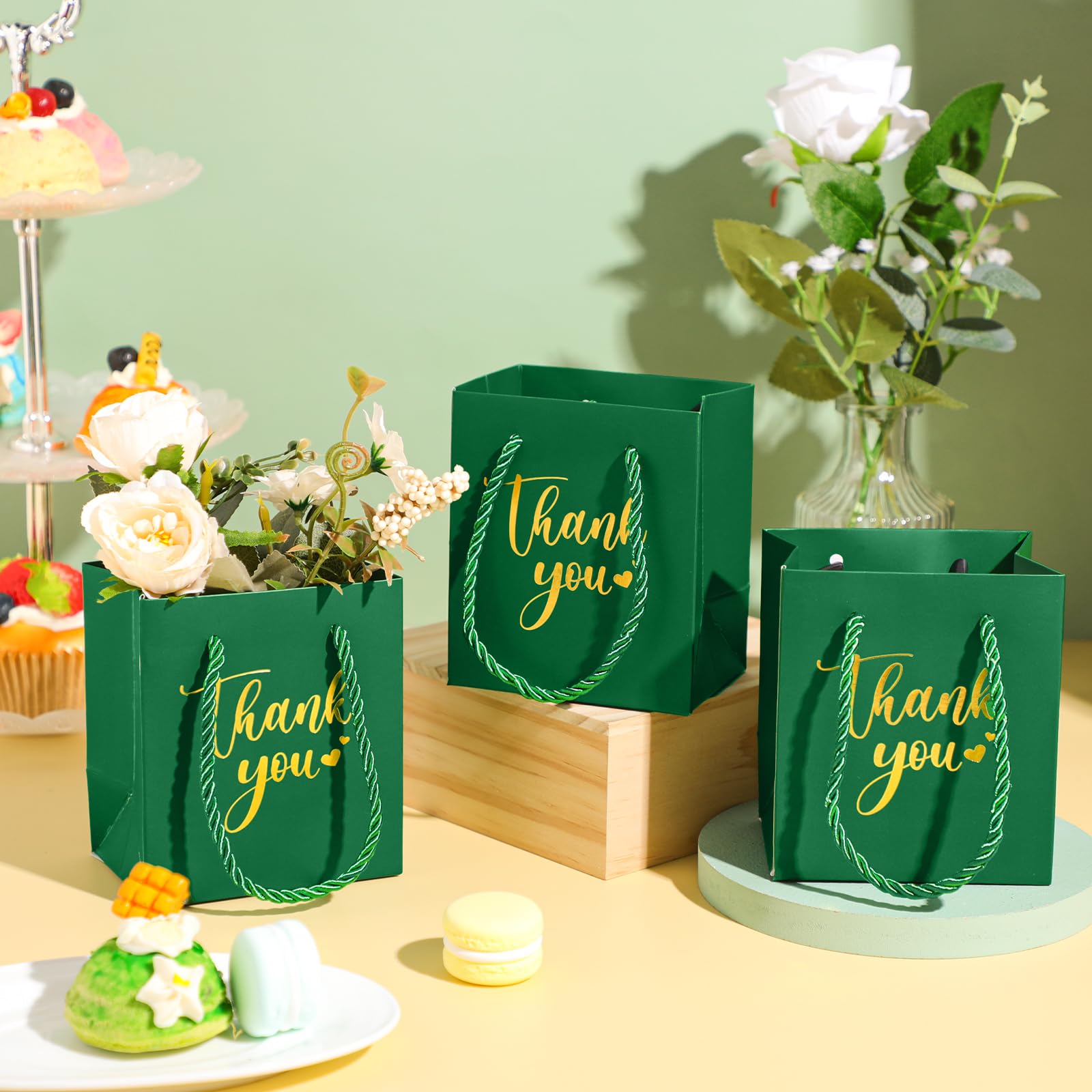 Foto 2 | Minibolsas de Regalo Honoson de Papel Verde Oscuro 30 Unidades - Venta Internacional