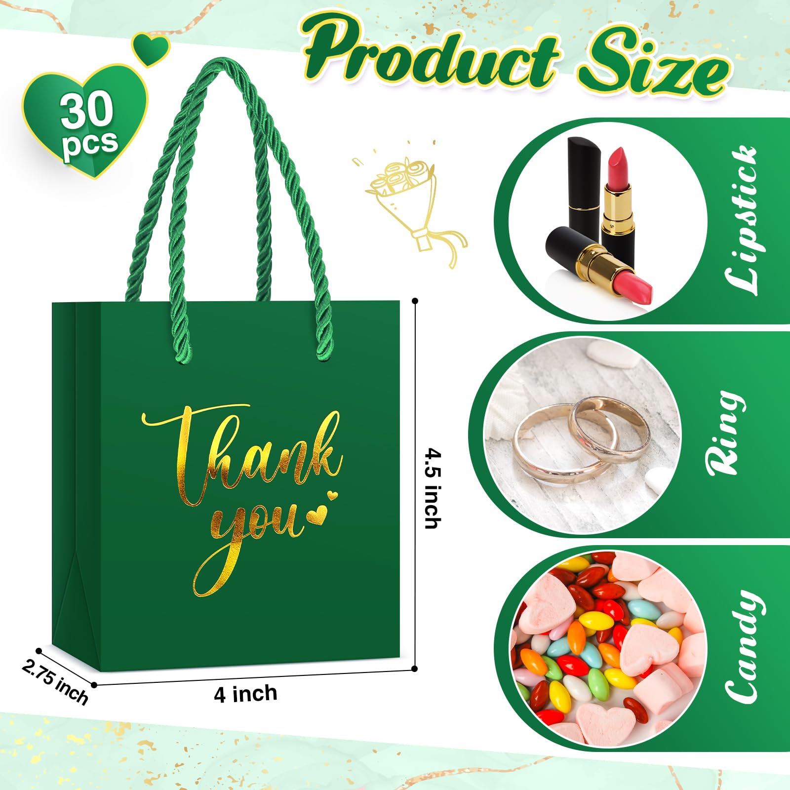 Foto 4 pulgar | Minibolsas de Regalo Honoson de Papel Verde Oscuro 30 Unidades - Venta Internacional
