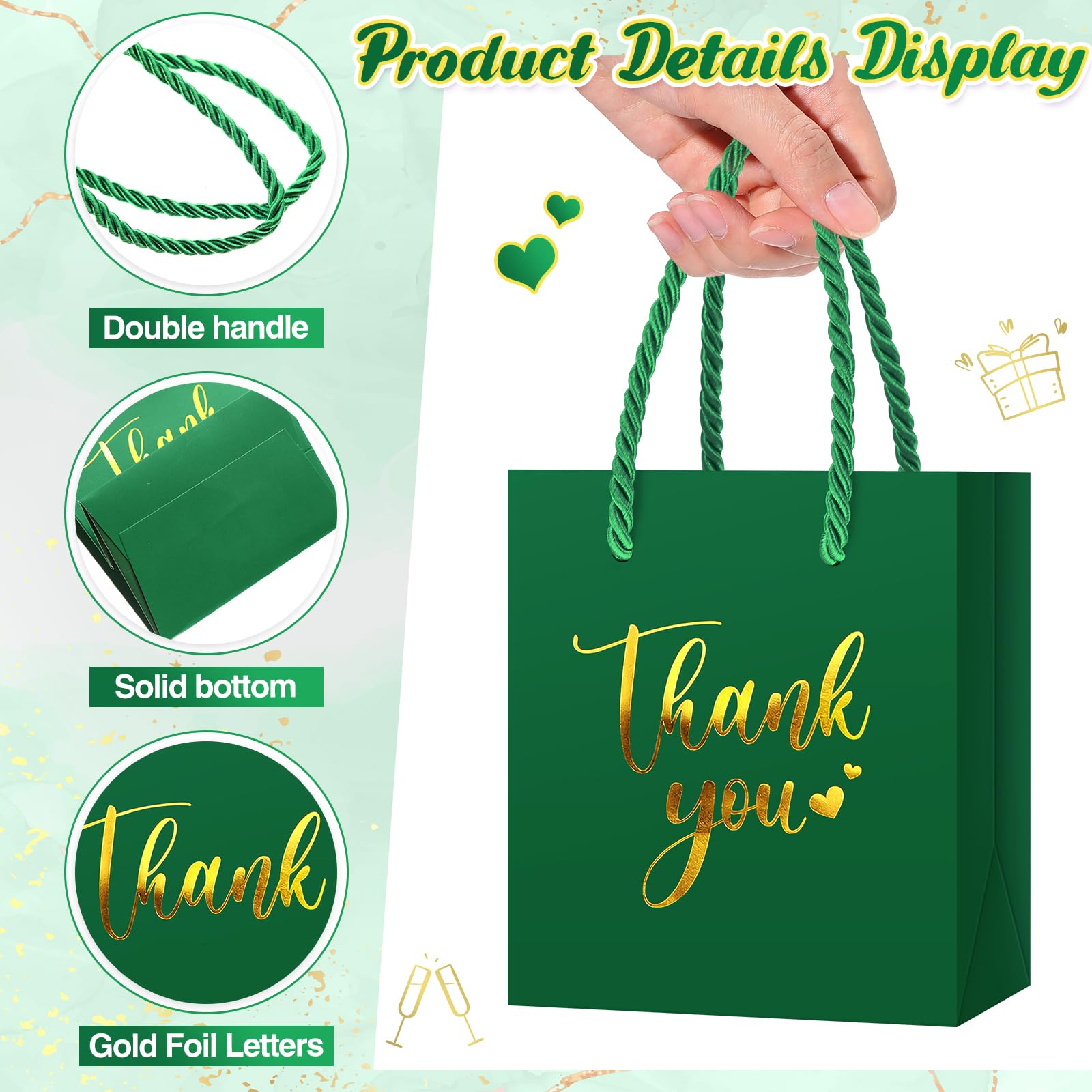 Foto 5 pulgar | Minibolsas de Regalo Honoson de Papel Verde Oscuro 30 Unidades - Venta Internacional