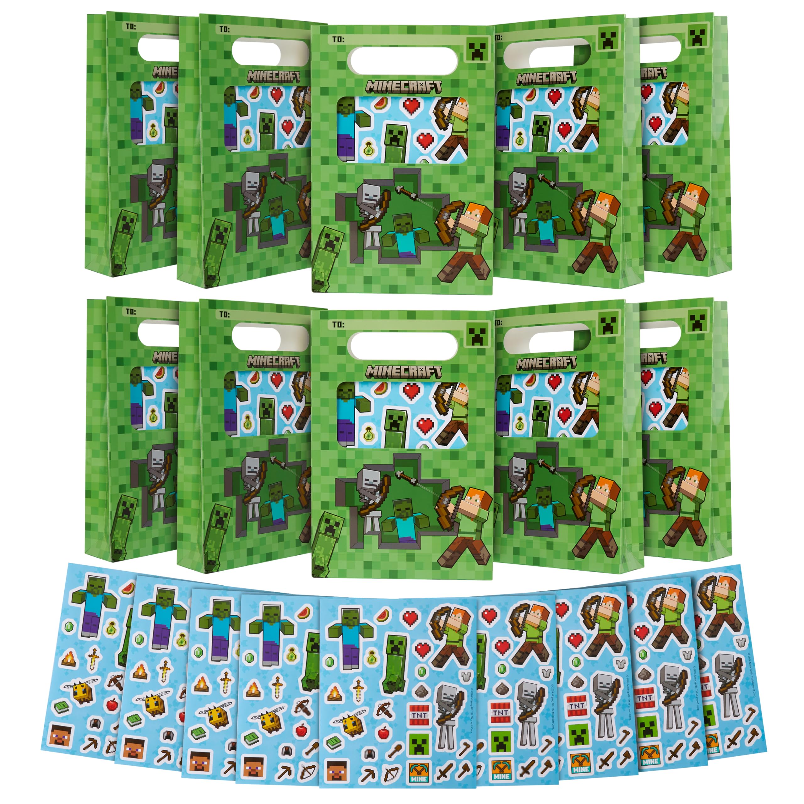 Foto 2 pulgar | Bolsas De Regalo Para Fiestas De Minecraft, 10 Unidades, Para Niños, Con Hoja De Pegatinas - Venta Internacional.