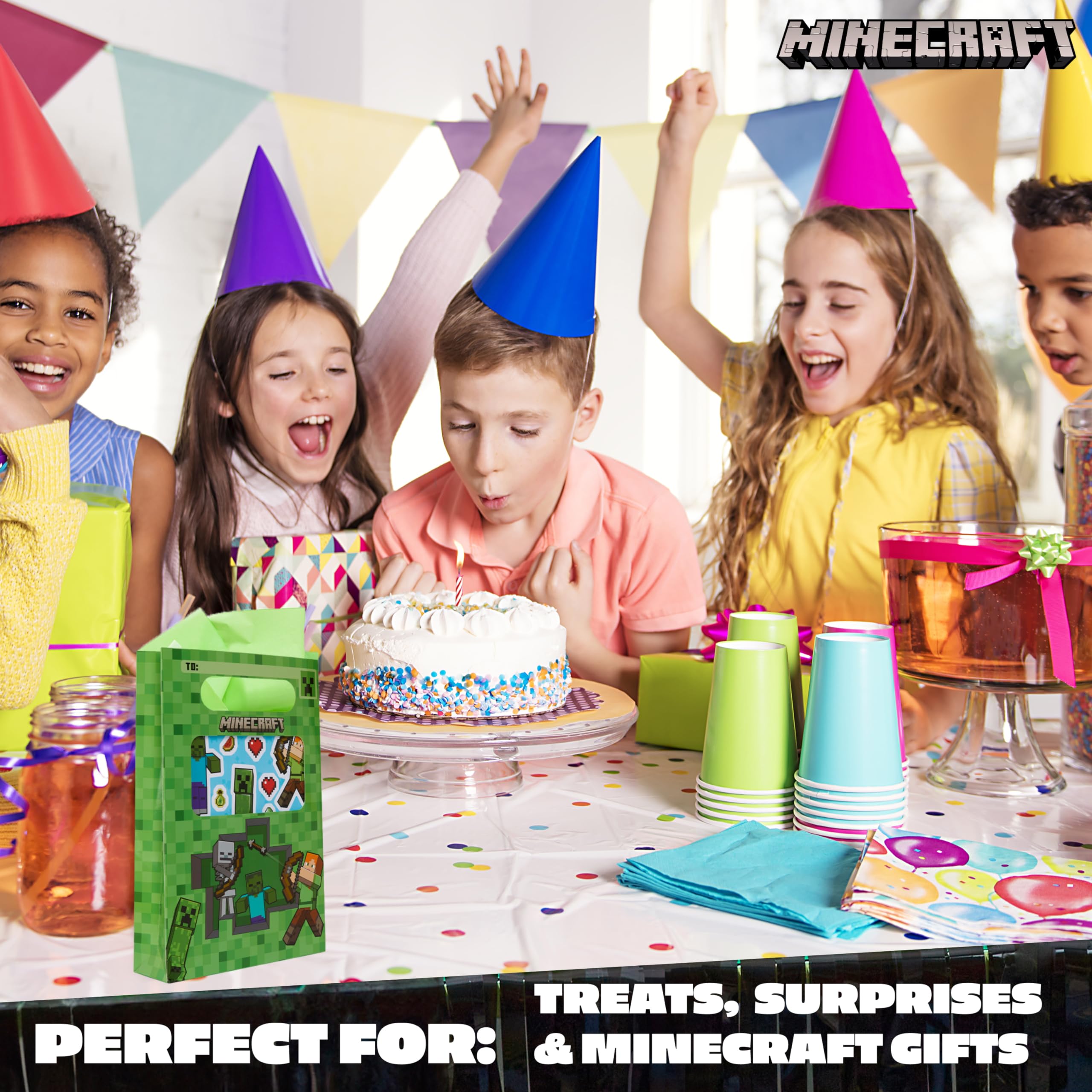 Foto 5 pulgar | Bolsas De Regalo Para Fiestas De Minecraft, 10 Unidades, Para Niños, Con Hoja De Pegatinas - Venta Internacional.