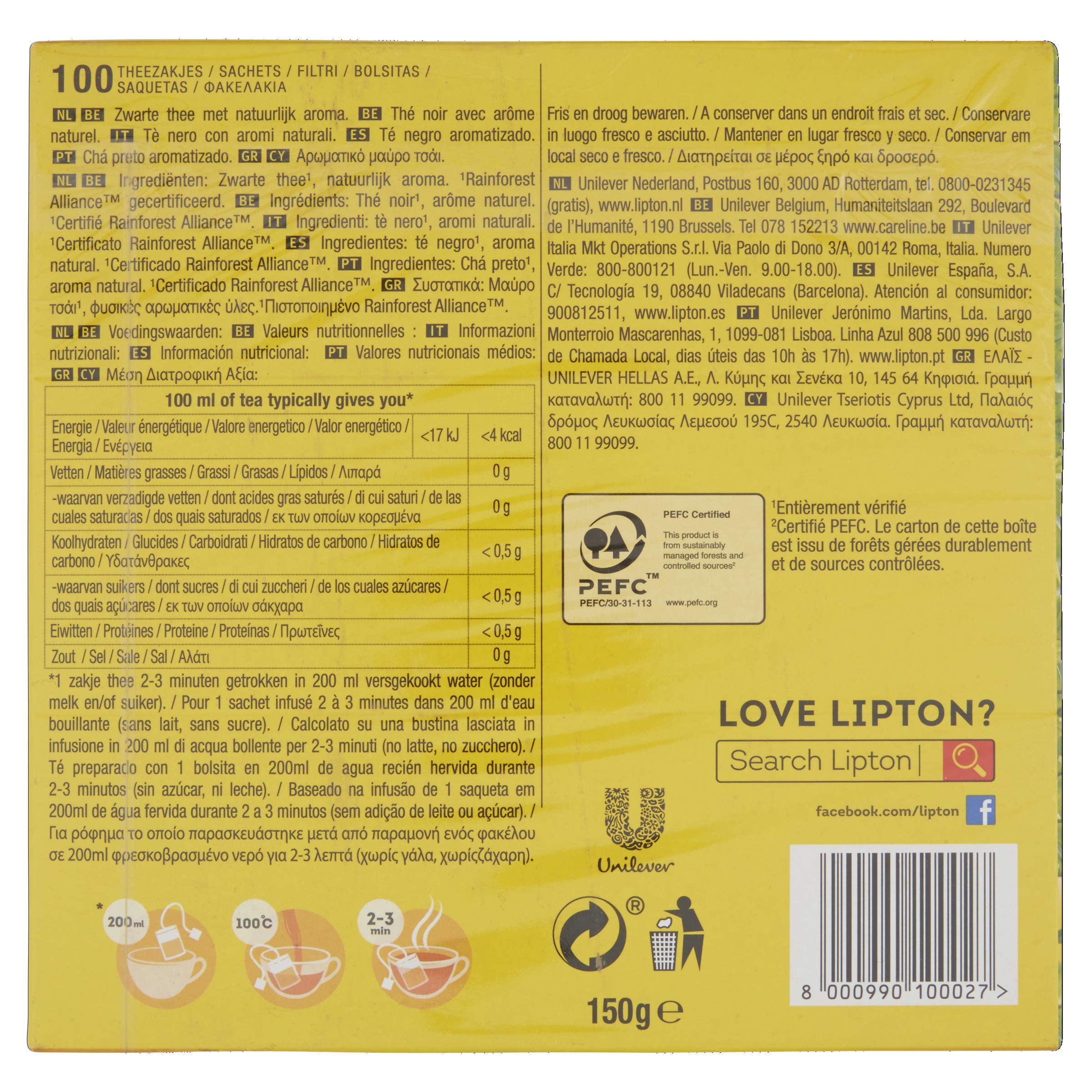 Foto 5 pulgar | 100 Bolsitas De Té Tea Lipton Yellow Label - Venta Internacional.