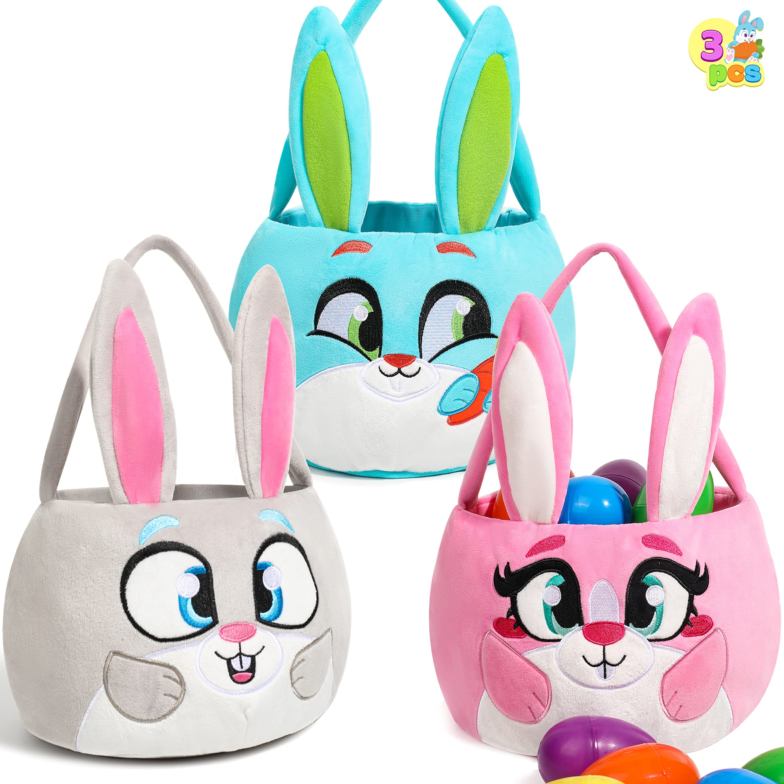 Cesta Joyin Con Forma De Conejito De Pascua De Peluche Para Bebés, Niñas Y Niños, 3 Unidades - Venta Internacional.