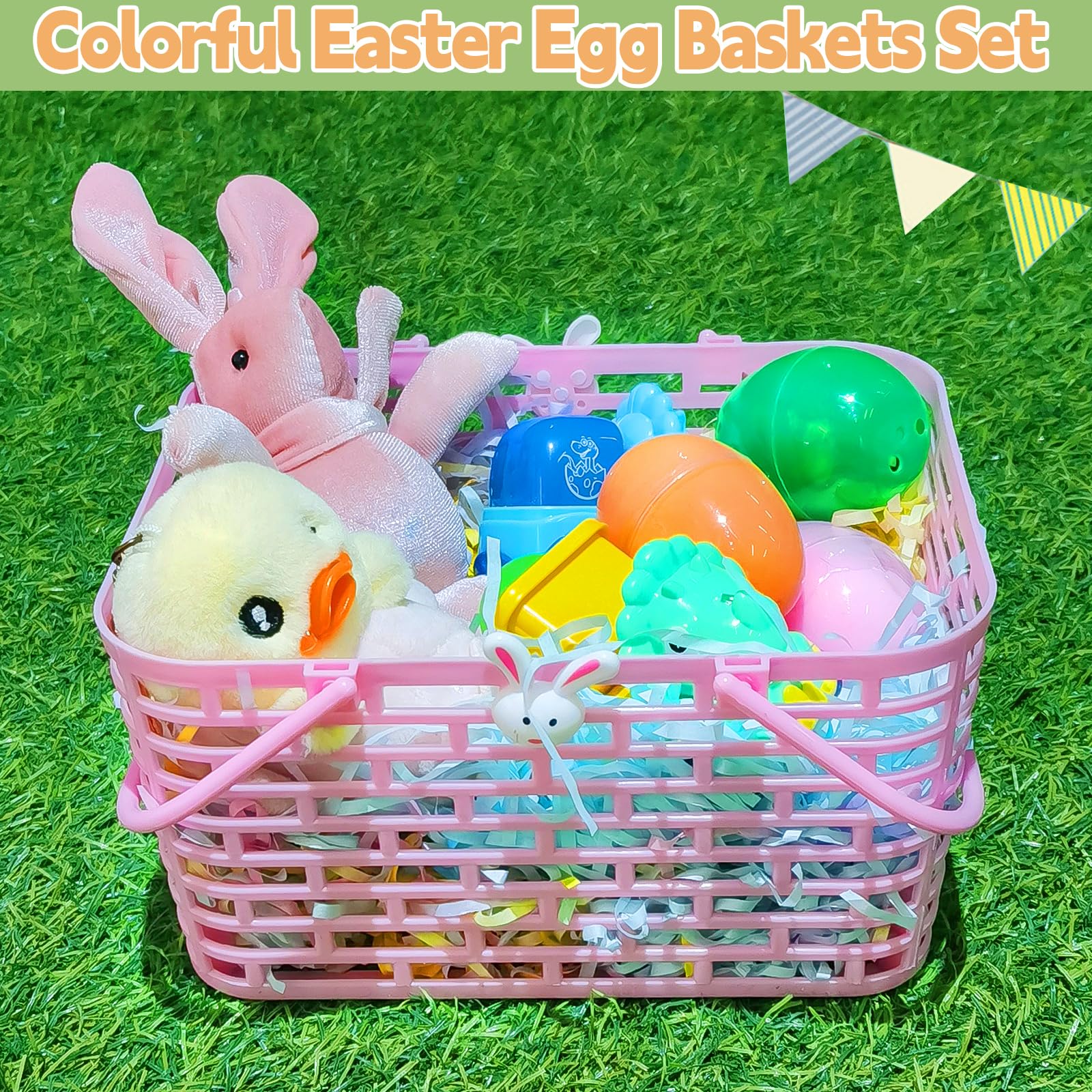 Foto 5 pulgar | Paquete De 6 Cestas De Pascua Turnmeon Con Césped Para Niños Pequeños De Plástico - Venta Internacional.