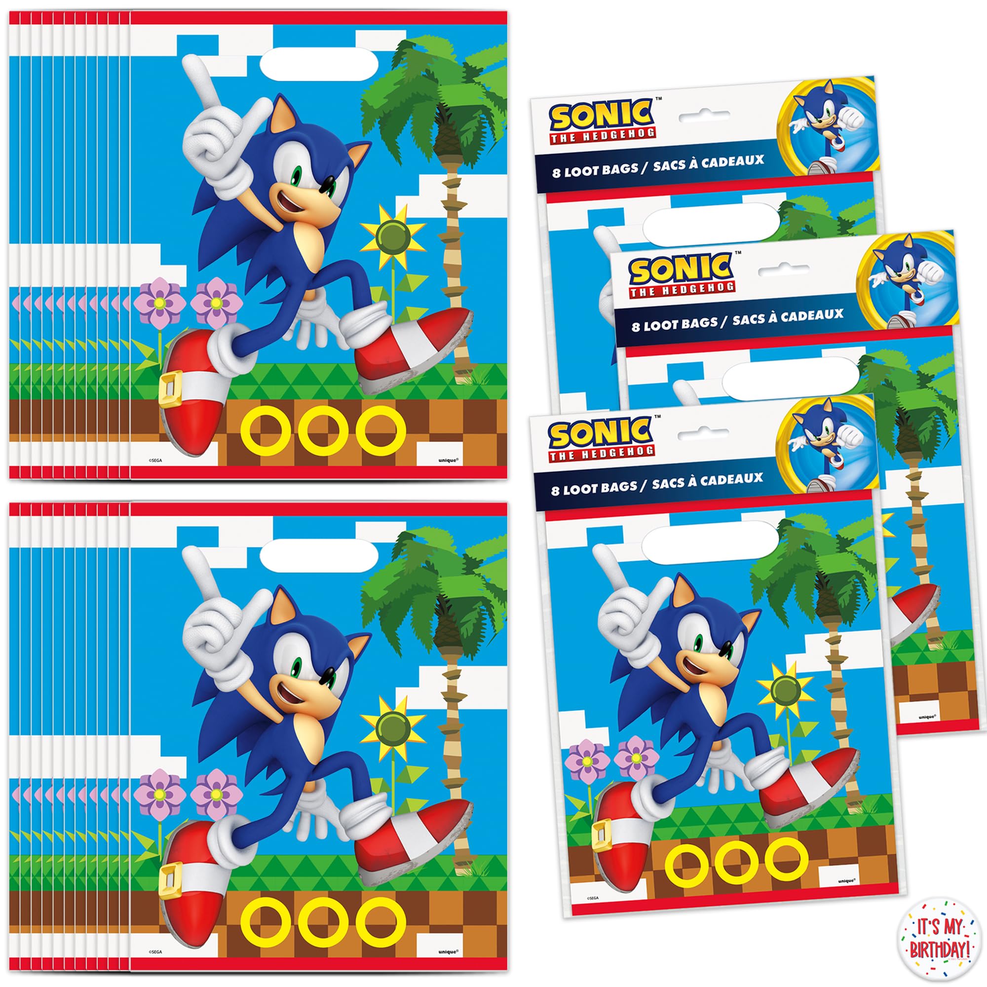 Foto 1 | Bolsas De Fiesta Unique Sonic De 24 Unidades Con Pegatina Sonic Birthday - Venta Internacional.