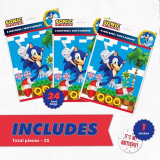 Foto 2 | Bolsas De Fiesta Unique Sonic De 24 Unidades Con Pegatina Sonic Birthday - Venta Internacional.