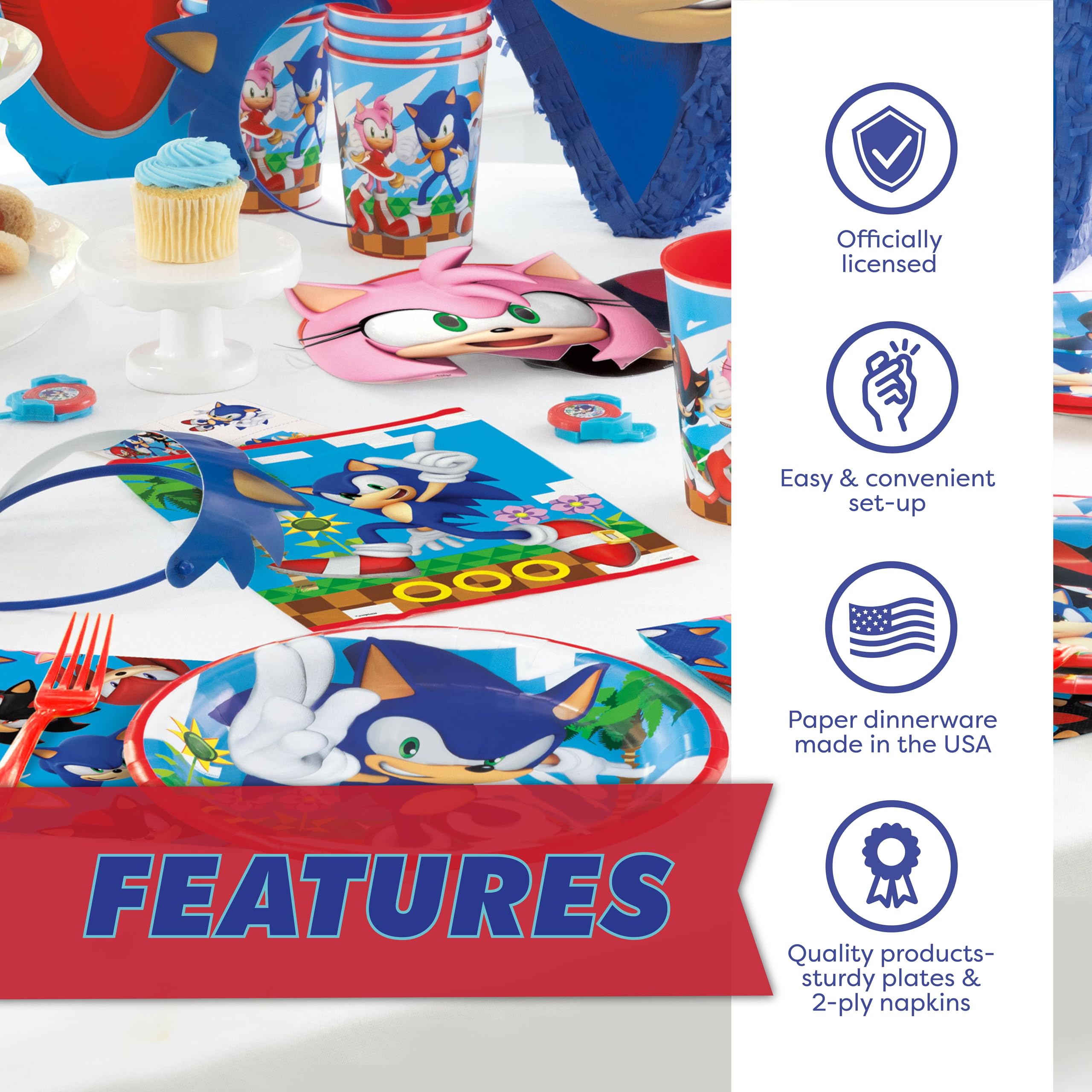 Foto 3 | Bolsas De Fiesta Unique Sonic De 24 Unidades Con Pegatina Sonic Birthday - Venta Internacional.