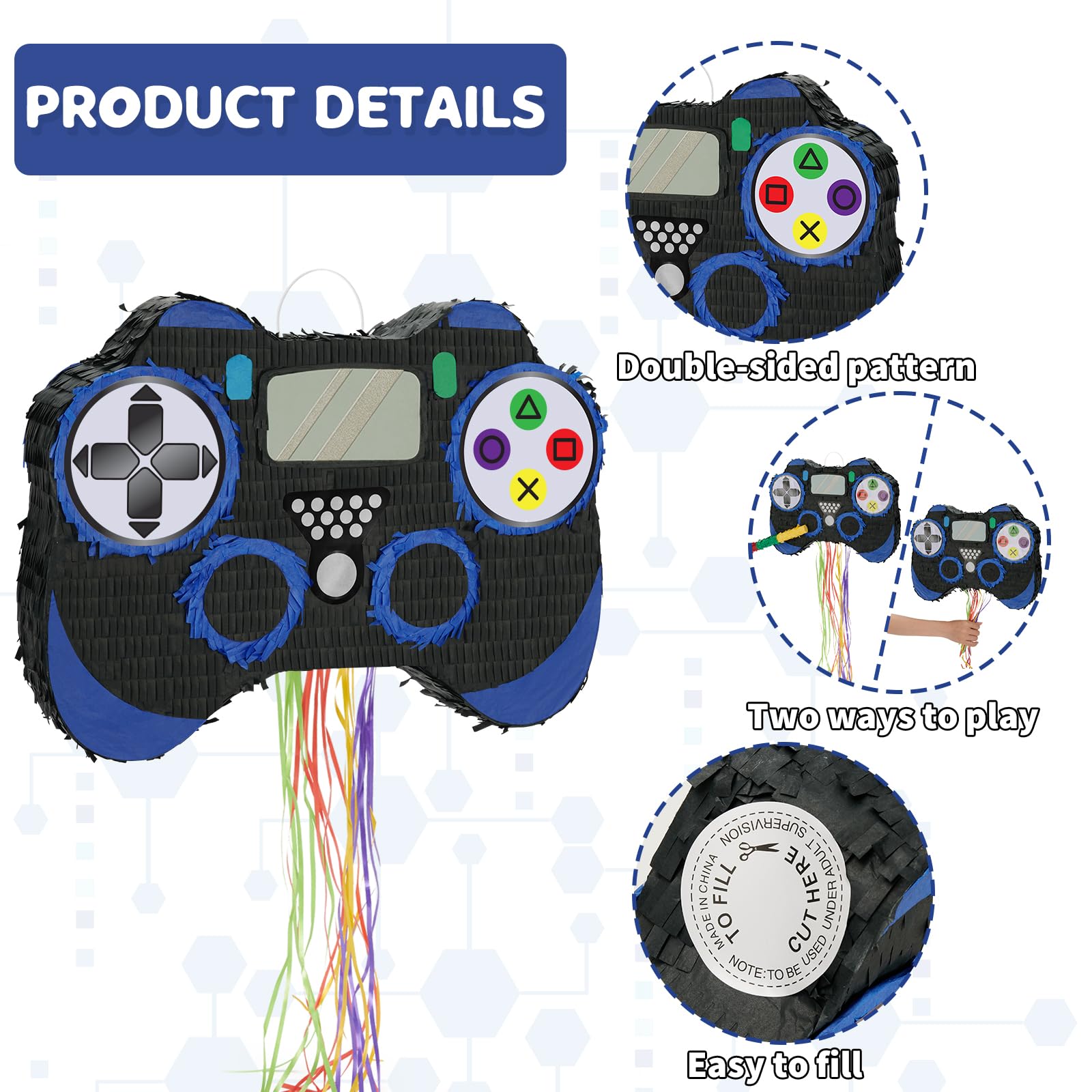 Foto 6 pulgar | Controlador De Videojuegos Piñata Wernnsai Para Niños Con Venda En Los Ojos - Venta Internacional.