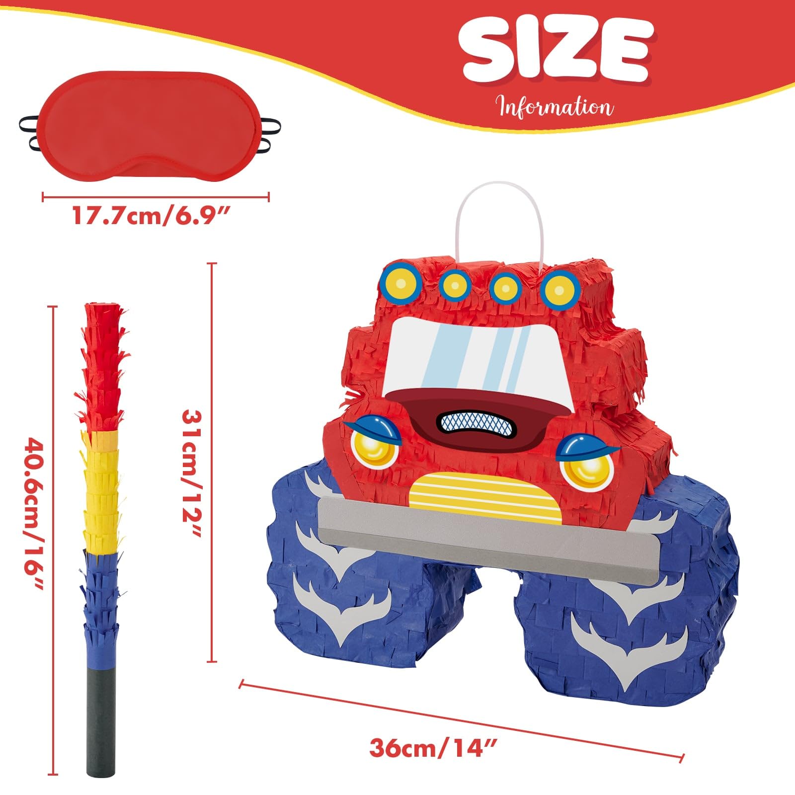 Foto 4 pulgar | Piñata Wernnsai Truck Con Diseño De Camión Monstruo Con Venda En Los Ojos Y Murciélago - Venta Internacional.