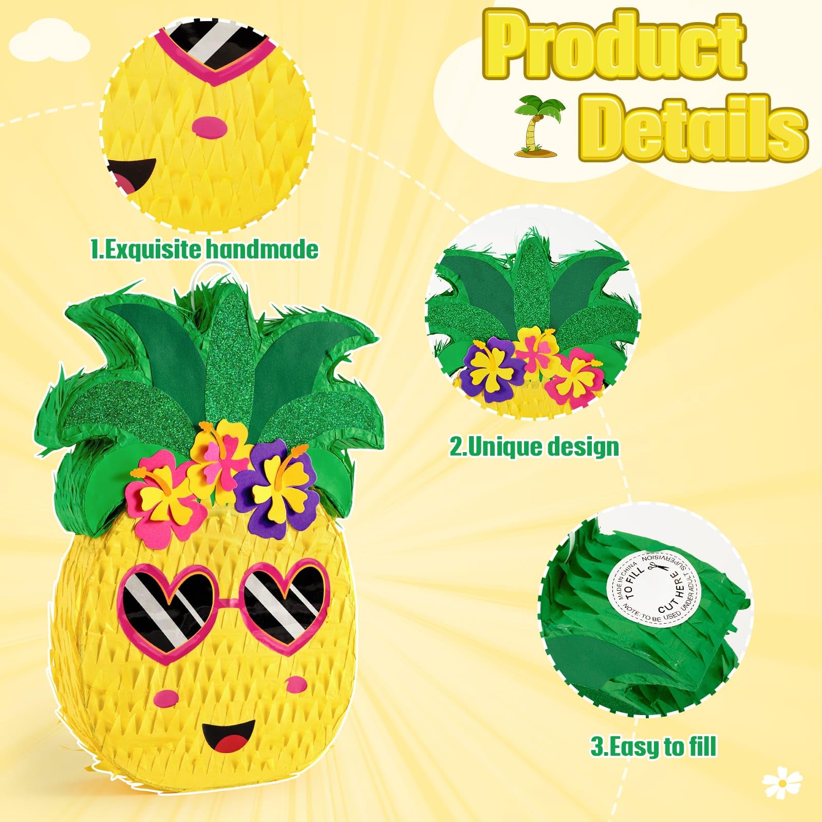 Foto 5 pulgar | Piñata Wernnsai Piña Pequeña Con Venda En Los Ojos Y Bate Para Niños - Venta Internacional.