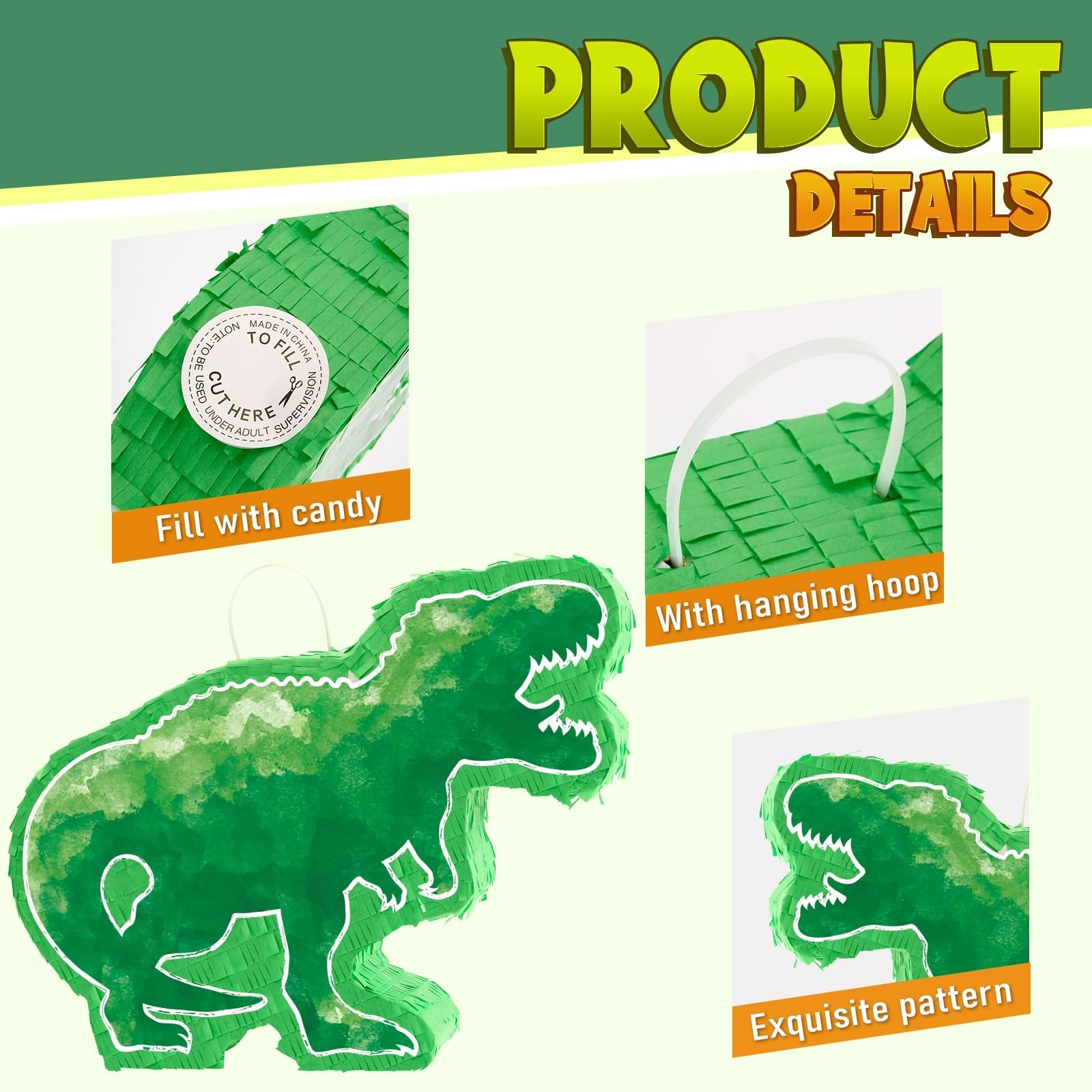 Foto 4 pulgar | Piñata De Dinosaurio Wernnsai Verde Acuarela Para Fiesta De Cumpleaños - Venta Internacional.