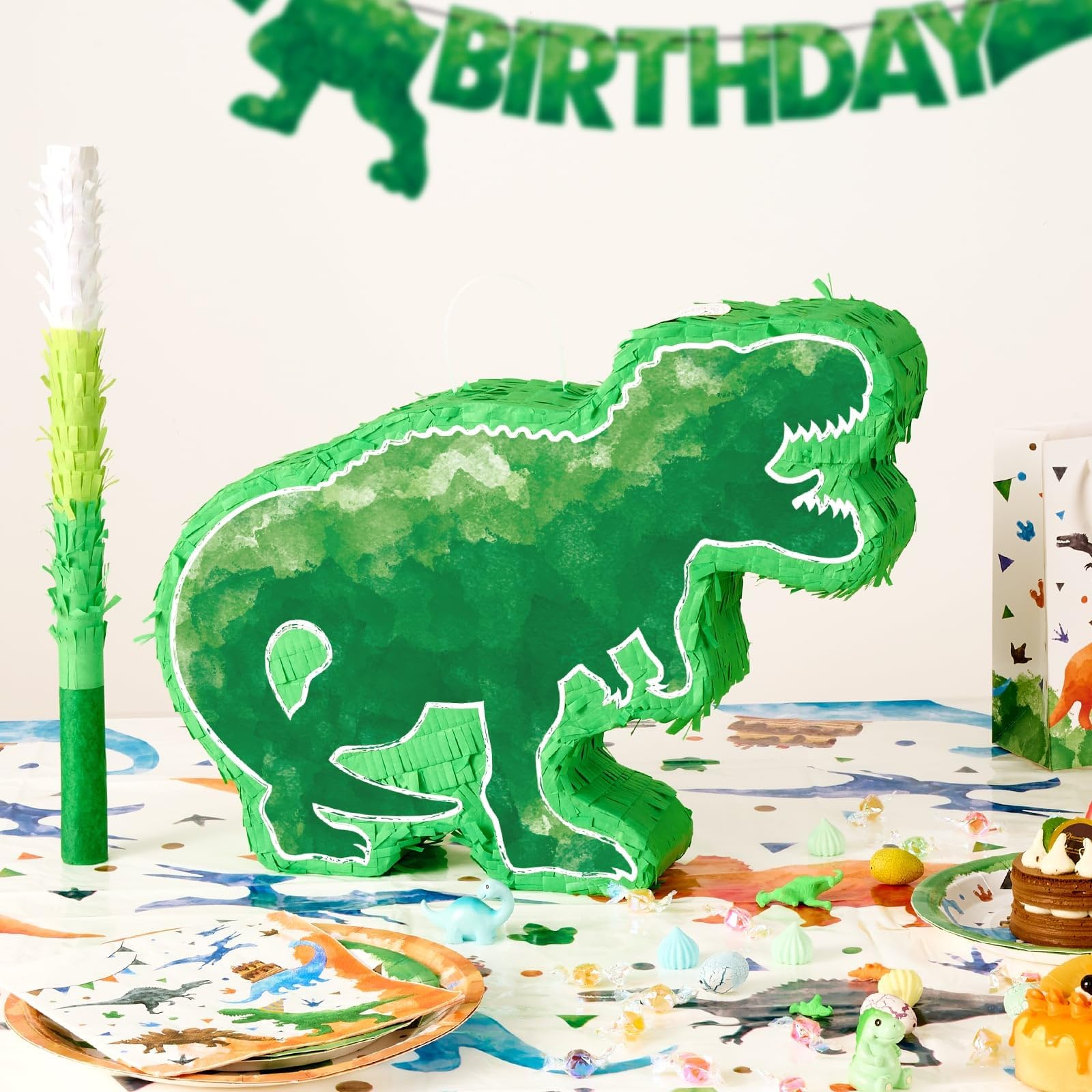 Foto 6 pulgar | Piñata De Dinosaurio Wernnsai Verde Acuarela Para Fiesta De Cumpleaños - Venta Internacional.