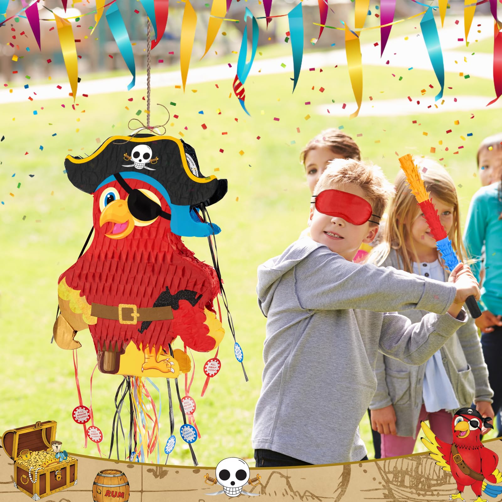 Foto 8 pulgar | Piñata Pirata Plegable Wernnsai Extensible Pirate Parrot - Venta Internacional.